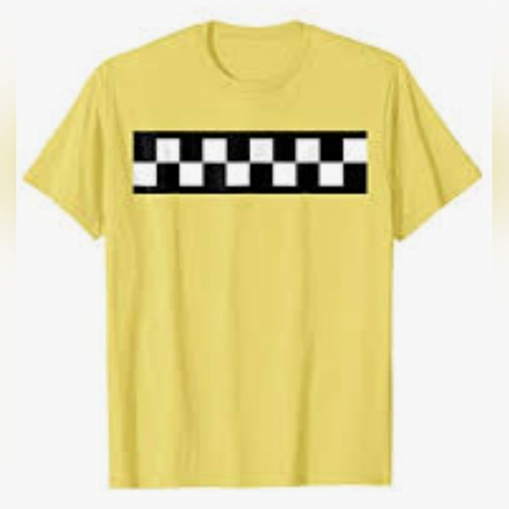 ☔️🔸️Yellow Checkered Taxi Cab Screenprint Short Sleeve Top Large